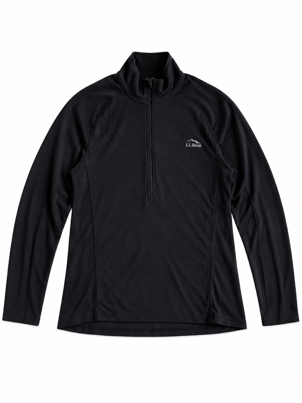 L.L. Bean Midweight Merino Wool Quarter-Zip Pullover Black Large